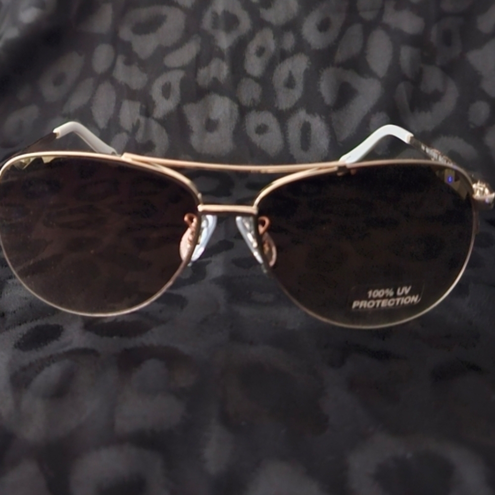 Gold Aviator Sunglasses with Dark Lenses